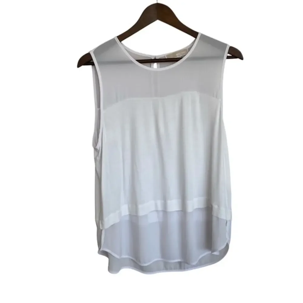 Michael Kors White Mixed Media Sleeveless Blouse - Large